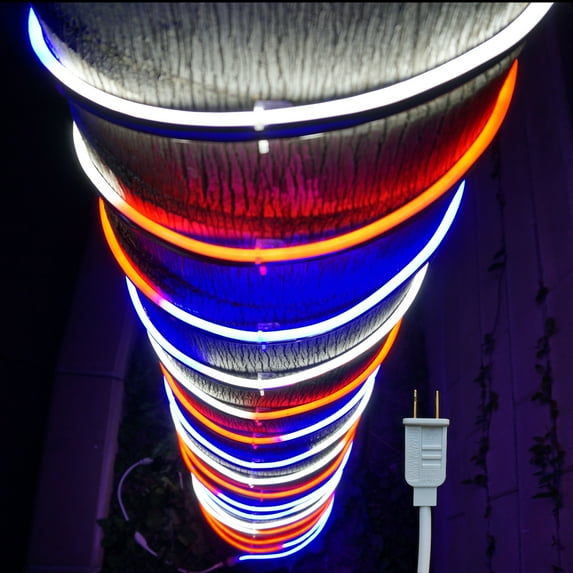 Russell Decor LED Neon Patriotic Rope lights for 4th July Memorial Day Patio Deck Waterproof connectable Red White Blue (50ft)