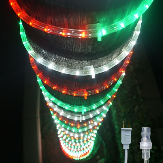 Russell Decor LED Rope Lights connectable 30'-200' Festival Holiday Party Seasonal Christmas Decoration 30ft - 200ft Lighting Red White Green (50 Feet)