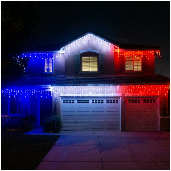 Russell Decor LED Snowflakes Lights for Christmas Decorative String Curtain Lights 20ft×2ft RGB (Snowflakes Decor)