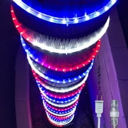 Russell Decor Patriotic Rope Lights Red White Blue 10'-200' Independence Day 4th of July Memorial Day Veterans Day and Christmas Decoration Lighting (100 Feet)