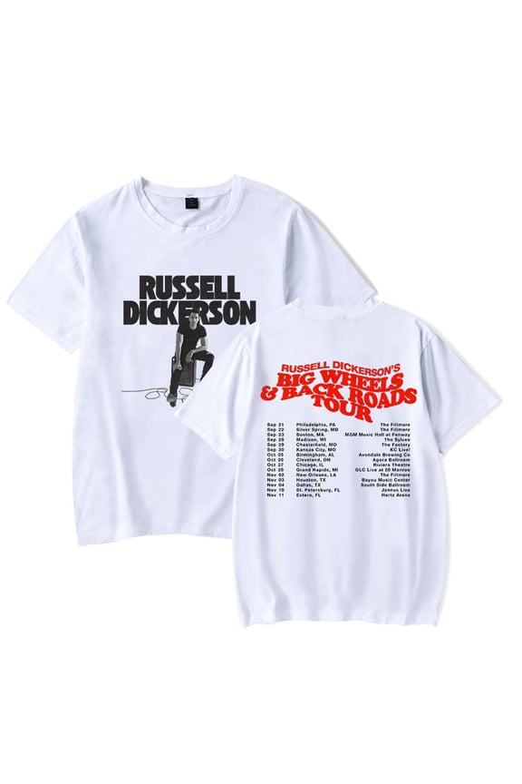 Russell Dickerson T-shirt The Big Wheels & Back Road Tour Short Sleeve Hip Hop Tee