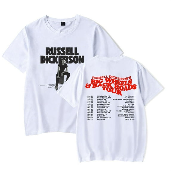 Russell Dickerson T-shirt The Big Wheels & Back Road Tour Short Sleeve Hip Hop Tee