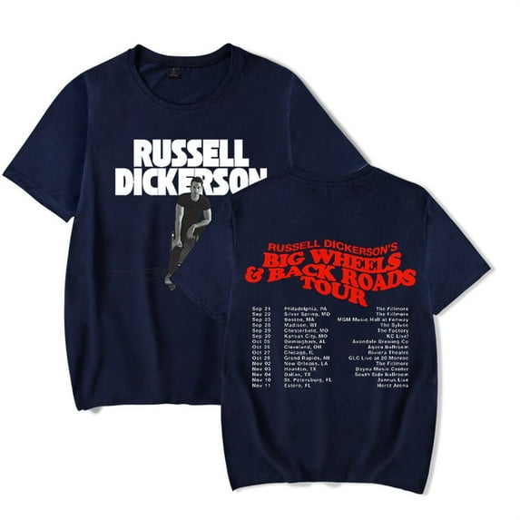Russell Dickerson T-shirt The Big Wheels & Back Road Tour Short Sleeve Hip Hop Tee