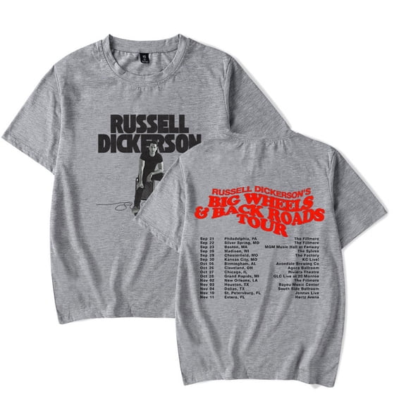 Russell Dickerson T-shirt The Big Wheels & Back Road Tour Short Sleeve Hip Hop Tee