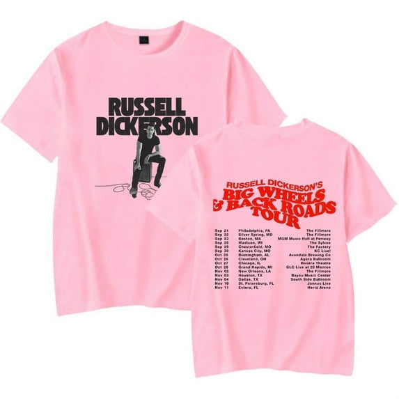 Russell Dickerson T-shirt The Big Wheels&Back Road Tour unisex pure cotton short sleeved hip-hop T-shirt