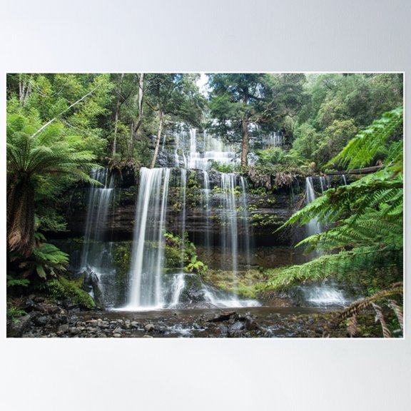 Russell Falls, Mt Field National Park, Tasmania Poster Wall Art, Modern Wall Decor For Living Room Bedroom, 8x12 UNFRAMED