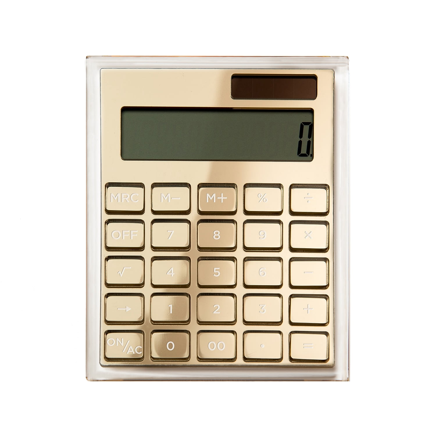 Gold Mirror Calculator - Solar Powered Desktop Calculator With Large Display