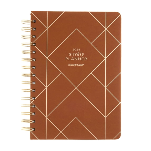 Russell & Hazel A5 Weekly/Monthly Planner, 57/8" x 81/4", Camel/Gold