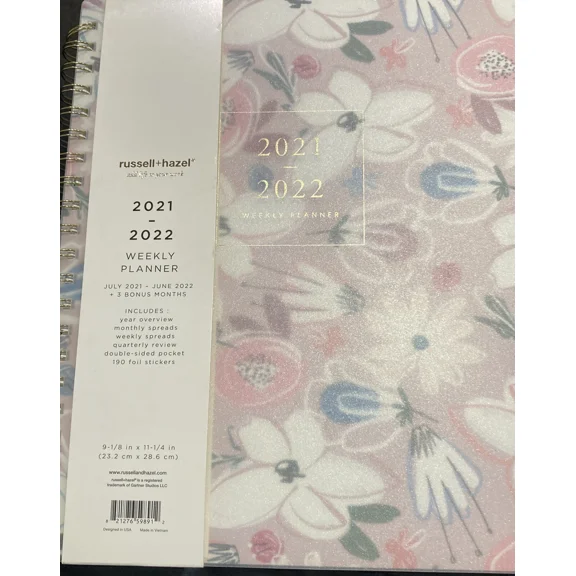 Russell+Hazel Spiral Frosted Dew Weekly Planner, July 21- Jun 22 8.5 X 11"