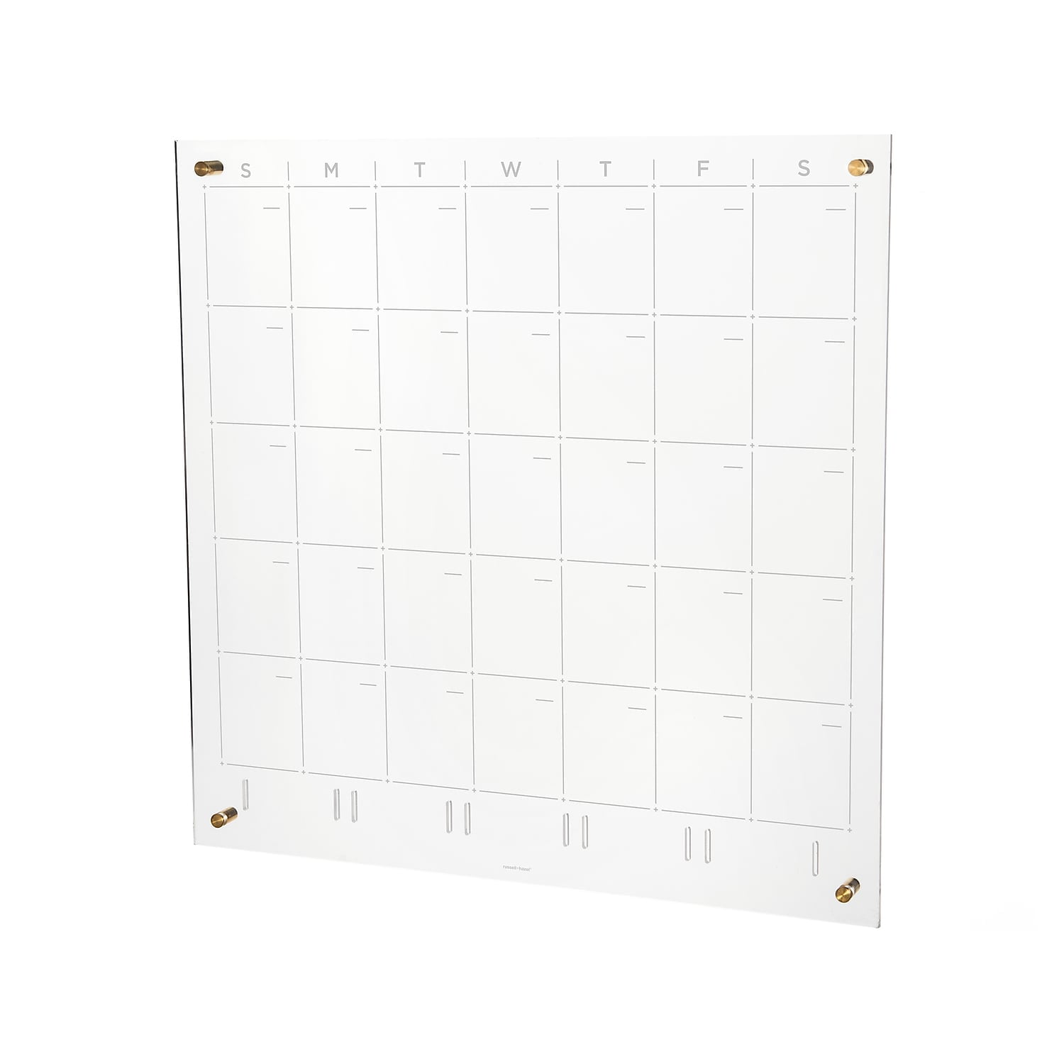 24" x 24" Clear Acrylic Monthly Wall Planner with Gold Hardware