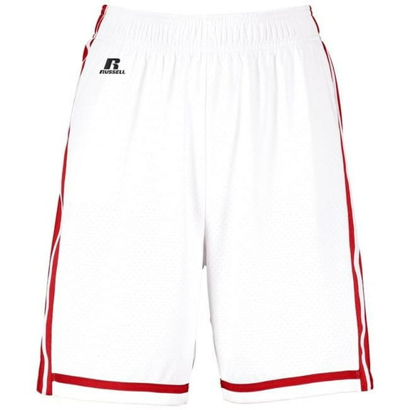 Russell Ladies Legacy Basketball Shorts, White & True Red - Small