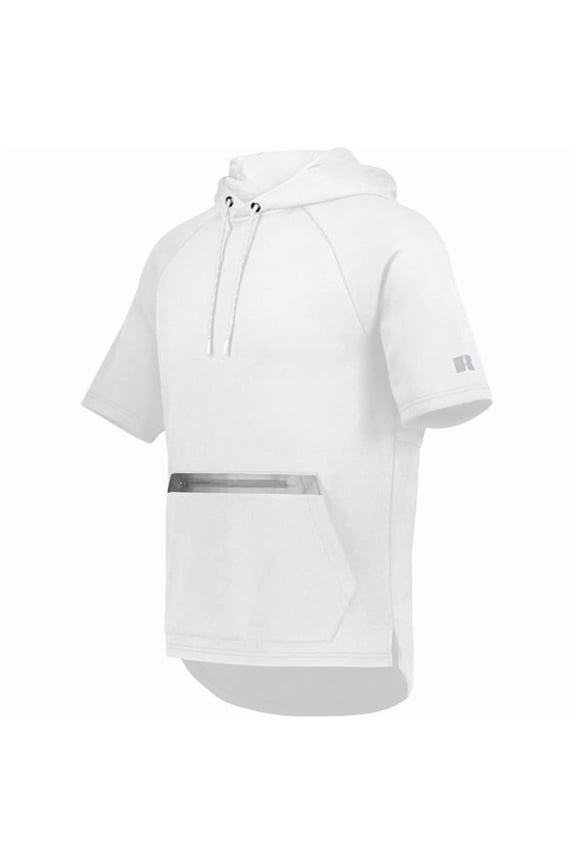 R24TFM.A9B.M Legend Short Sleeve Tech Fleece Hoodie, White & Grid Iron Silver - Medium
