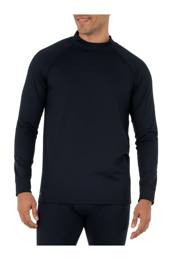 Men's & Big Men's Heavyweight Fleece Baselayer Mock Neck Long Sleeve Top, Sizes M-5XL