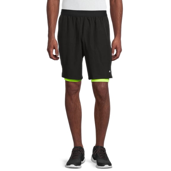 Russell Men's and Big Men's Active 2-in-1 Woven 9" Shorts with Liner, up to size 5XL