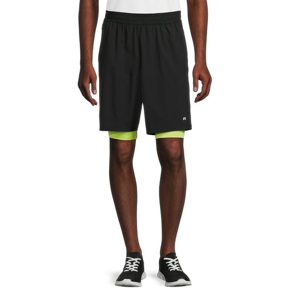 Russell Men's and Big Men's Active 2-in-1 Woven Shorts with Liner, up to size 5XL