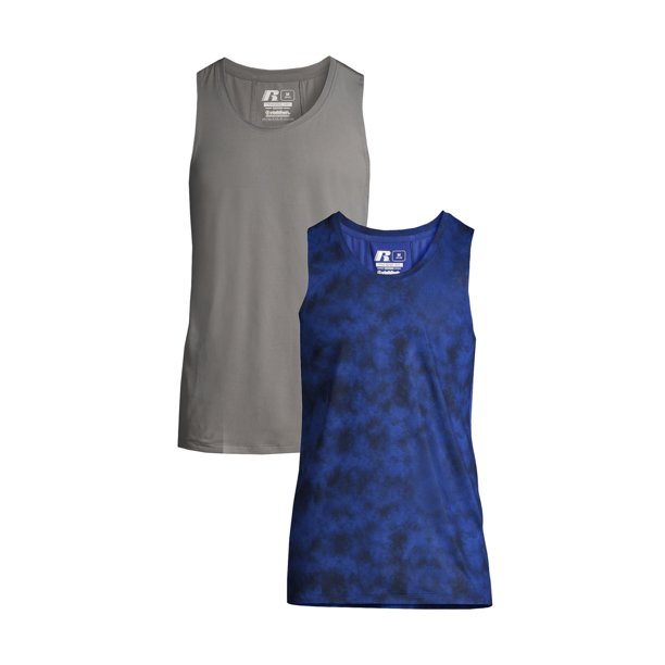 Russell Men's and Big Men's Active Tank, 2 Pack, up to Size 5XL