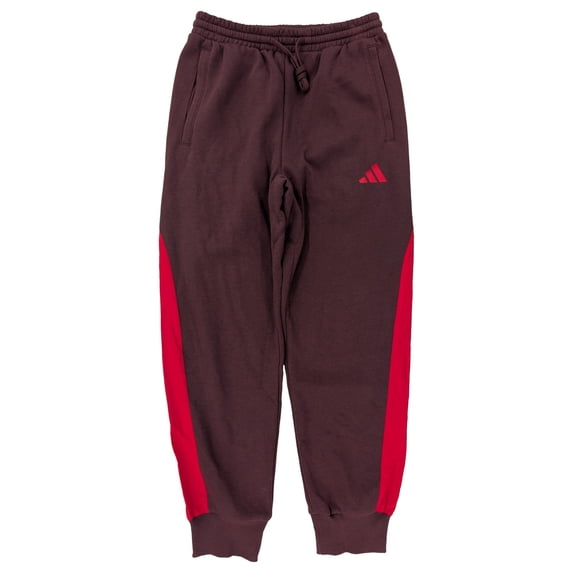 Adidas Mens Burgundy & Red Cuffed Regular Fit Fleece Sweatpant Small