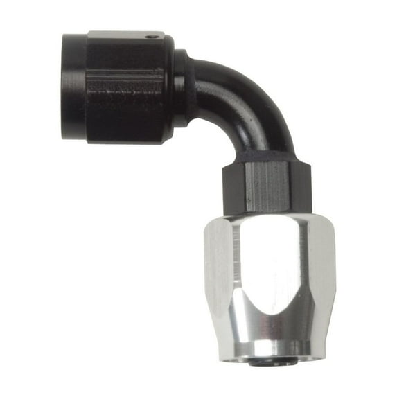 Russell Performance -10 AN Black/Silver 90 Degree Full Flow Hose End