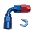 thumbnail image 1 of Russell Performance 5/16in SAE Quick Disc Female to -6 Hose Red/Blue 90 Degree Hose End, 1 of 2