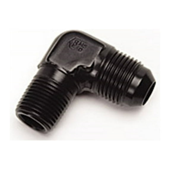 Russell Performance -6 AN to 1/4in NPT 90 Degree Flare to Pipe Adapter (Black)