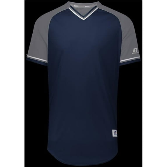 Russell R01X3B.06R.S Youth Classic V-Neck Jersey - Navy, Steel & White - Small