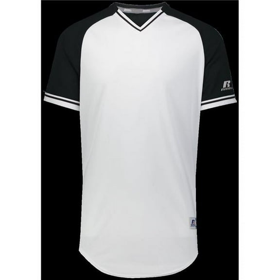 Russell R01X3B.132.XL Youth Classic V-Neck Jersey, White & Black - Extra Large
