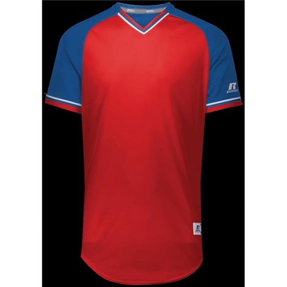Russell R01X3M.05R.3XL Adult Classic V-Neck Jersey - True Red, Royal & White - 3XL
