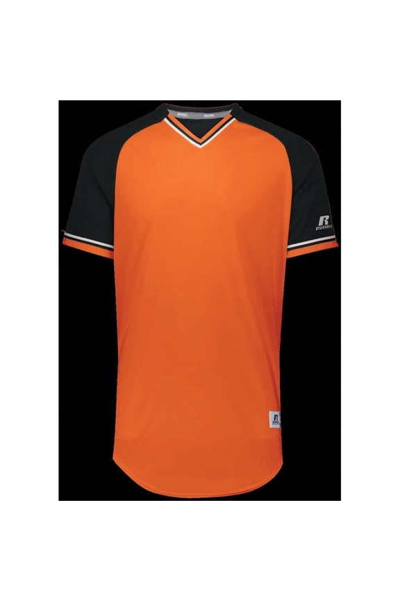 R01X3M.07R.L Adult Classic V-Neck Jersey - Burnt Orange, Black & White - Large