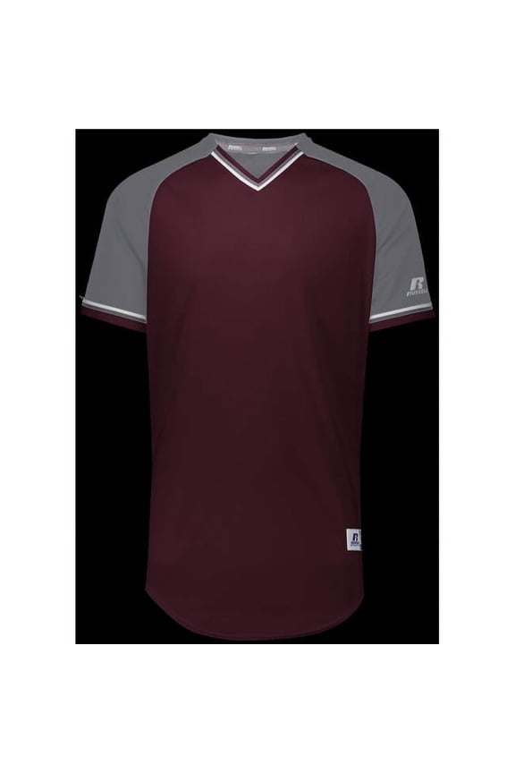 R01X3M.08R.3XL Adult Classic V-Neck Jersey - Maroon, Steel & White - 3XL