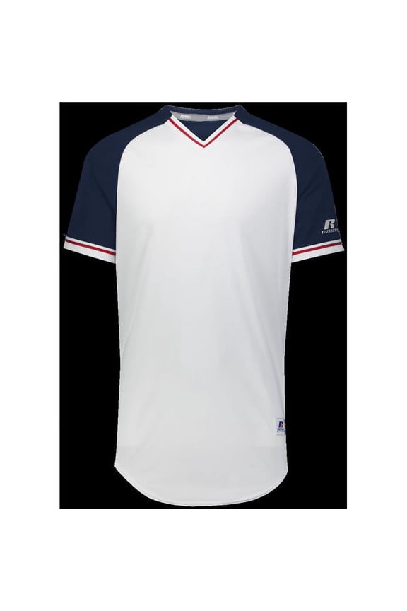 R01X3M.10R.2XL Adult Classic V-Neck Jersey - White, Navy & True Red - 2XL