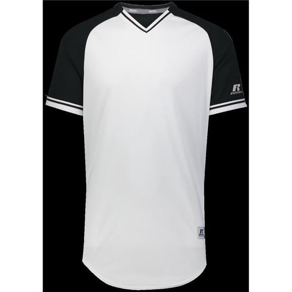Russell R01X3M.132.L Adult Classic V-Neck Jersey, White & Black - Large