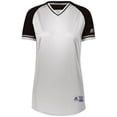 thumbnail image 1 of Russell R01X3X.132.XL Ladies Classic V-Neck Jersey, White & Black - Extra Large, 1 of 1