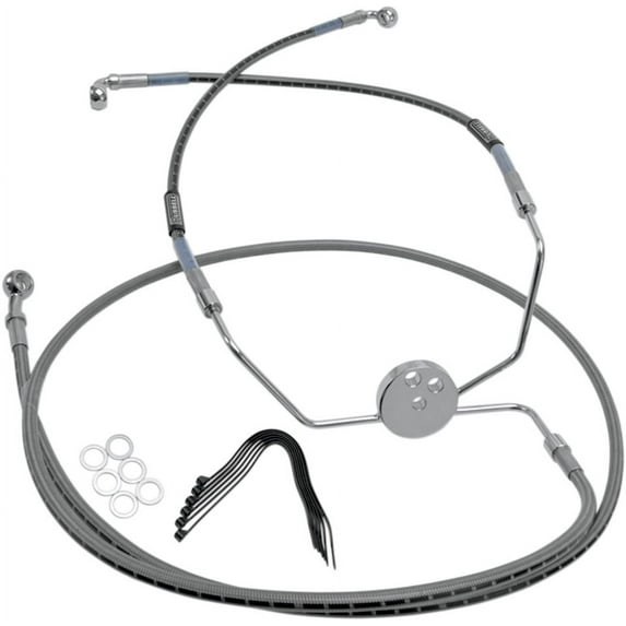 Russell R08728DS Braided Front Brake Line Kit - 47in. Upper Length - Stainless
