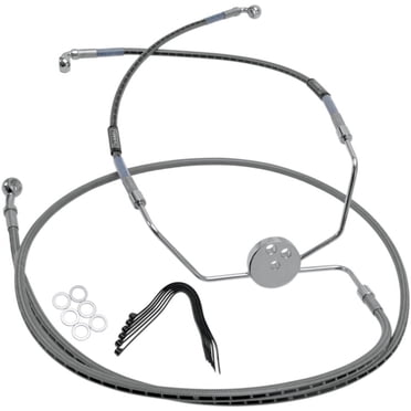 Streamline +2 Extended Steel Braided Front Brake Line Kit Black For Honda TRX 300EX ATV