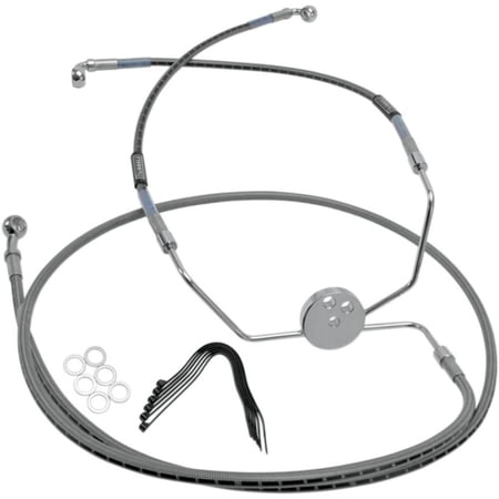 Russell R08745DS Braided Front Brake Line Kit - 42in. Upper Length - Stainless