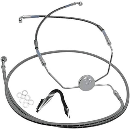 Russell R08756DS Braided Front Brake Line Kit - 25in. Upper Length - Stainless