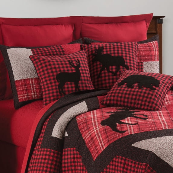 Russell Red Plaid Cabin Lodge Full/Queen 3 Piece Quilt Set