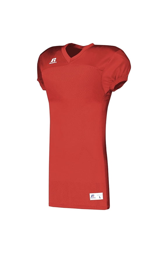 Russell S8623M.TRR.M Mens Solid Football Jersey with Side Inserts, True Red - Medium