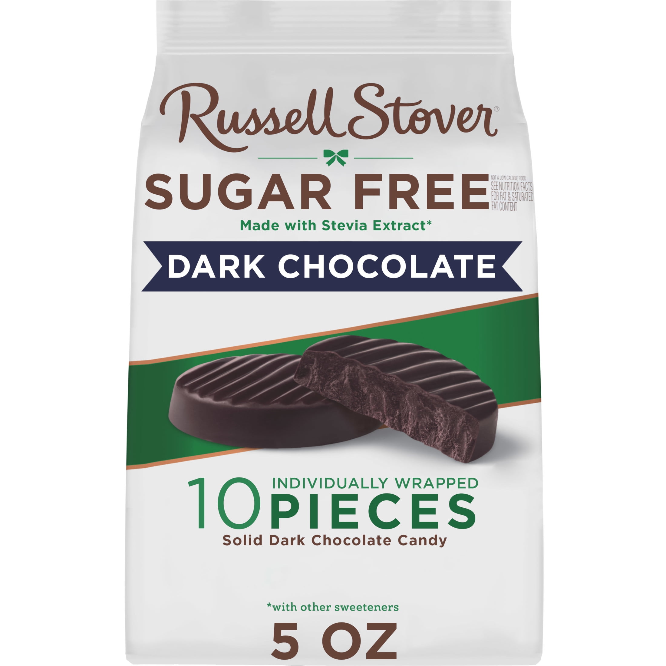 RUSSELL STOVER Sugar Free Dark Chocolate Medallions Candy, 5 oz. bag