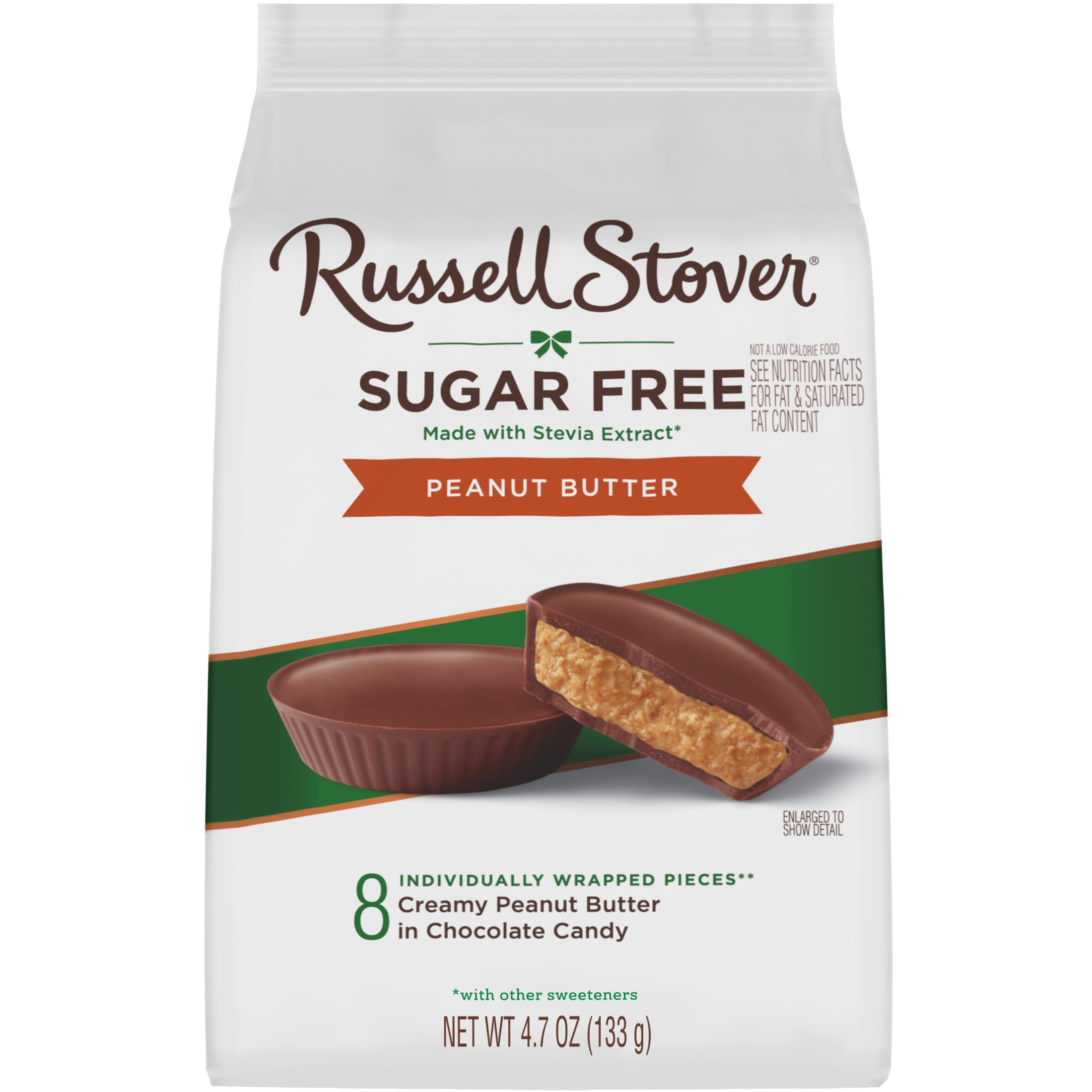 RUSSELL STOVER Sugar Free Peanut Butter Cup Chocolate Candy, 4.7 oz. bag