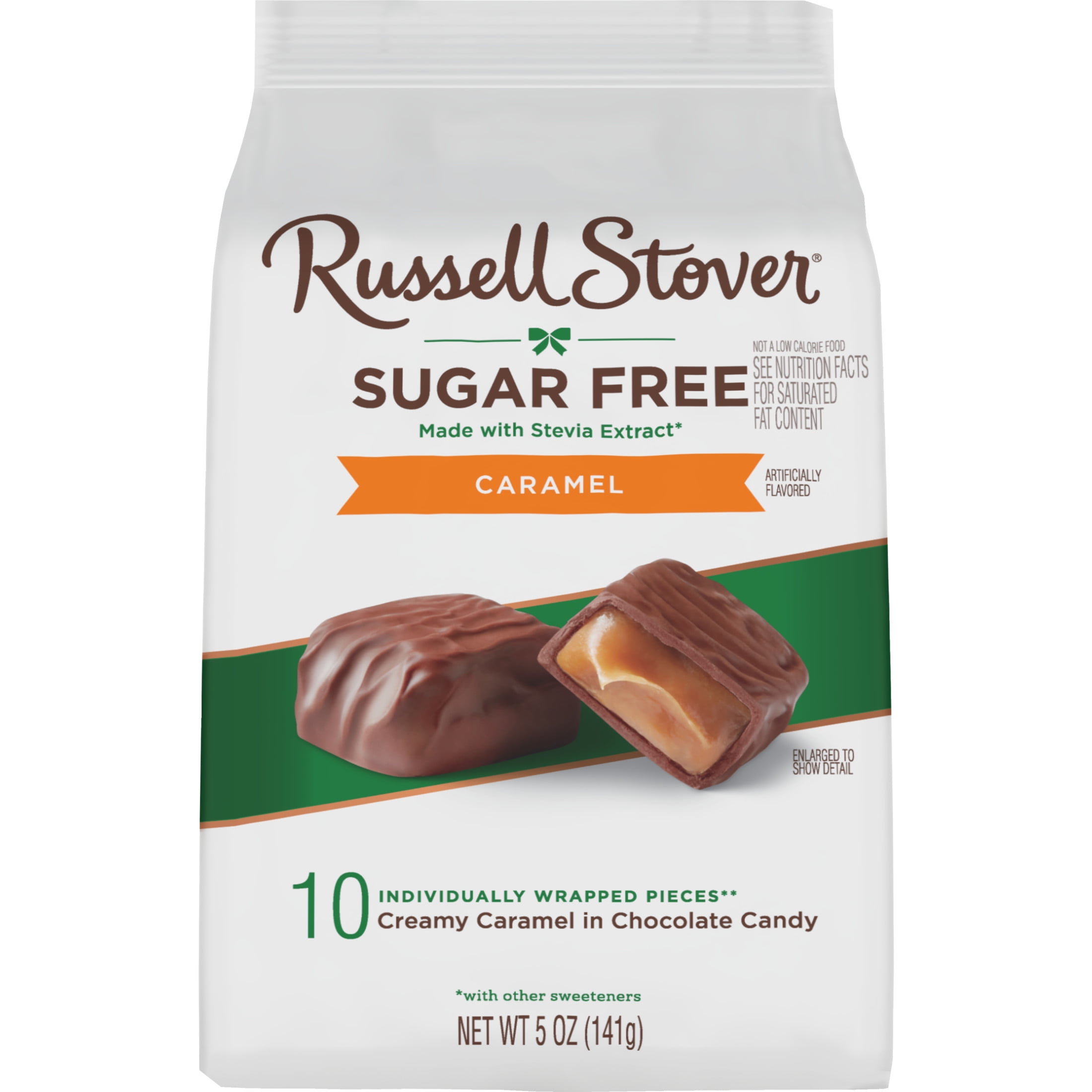 RUSSELL STOVER Sugar Free Caramel Chocolate Candy, 5 oz. bag