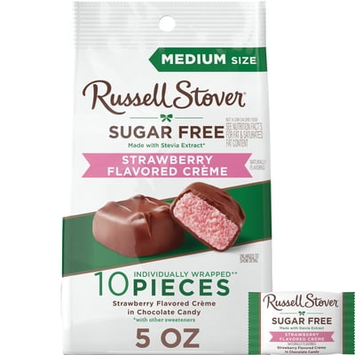 RUSSELL STOVER Sugar Free Strawberry Flavored Crme Chocolate Candy, 5 oz. bag