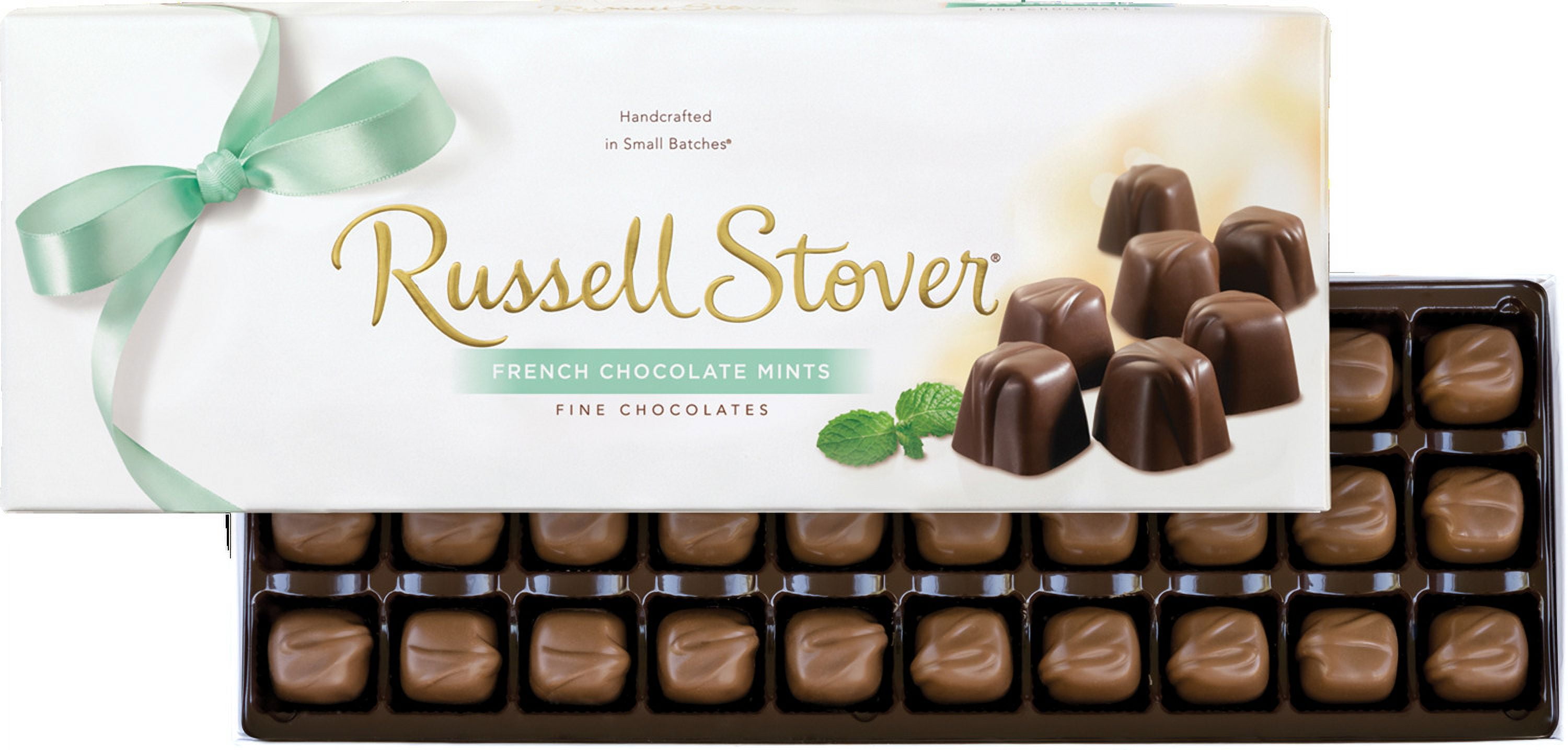 Russell Stover French Chocolate Mints Box 10 Ounce Russell Stover Candy, French Mint Chocolate Candy Box; Melt in Your Mouth French Mint Covered in a Rich Chocolate Candy Gift Box