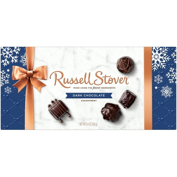 Russell Stover Holiday Assorted Dark Chocolate Gift Box, 9.4 oz. (16 pieces)