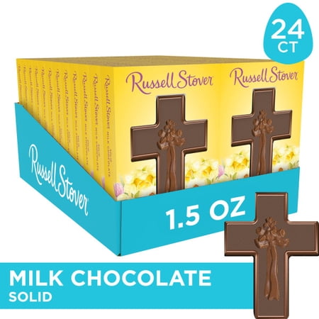 Russell Stover Solid Milk Chocolate Easter Cross Candy, 1.5 Oz, 24 Count