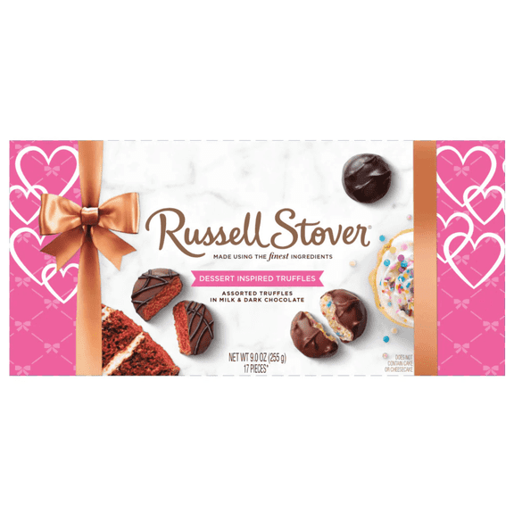 Russell Stover Milk & Dark Chocolate Assorted Truffles Candy Box, 9 oz