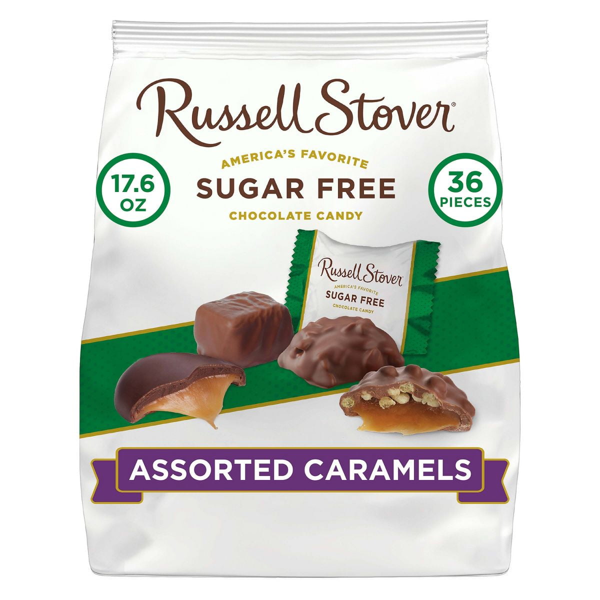 2X - Russell Stover Sugar Free Assorted Candy Caramels Standup Bag - 17.6oz