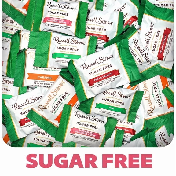 Russell Stover Sugar Free Assorted Chocolate Candy, Individually Wrapped Assorted Chocolates, Mint, Caramel, Pecan Delight & Strawberry Creme, 1 Pound