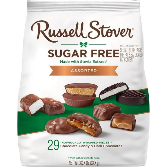 Russell Stover Sugar Free Assorted Chocolates Candy Bag 29 pc / 15.7 oz - Pack of 3