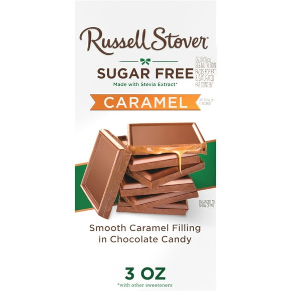 RUSSELL STOVER Sugar Free Caramel Chocolate Candy Bar, 3 oz.